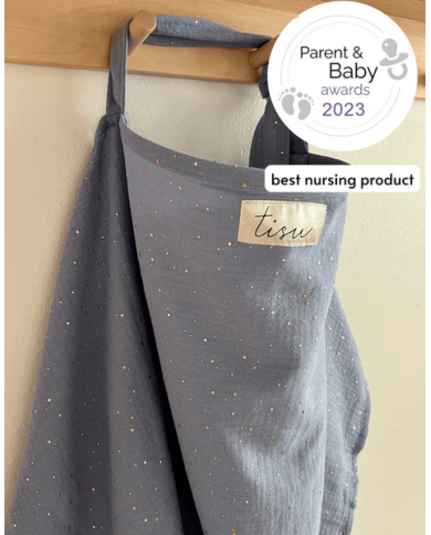 TISU - cape d'allaitement - gris clair/pois gold