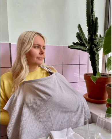 TISU - cape d'allaitement - gris clair/pois gold