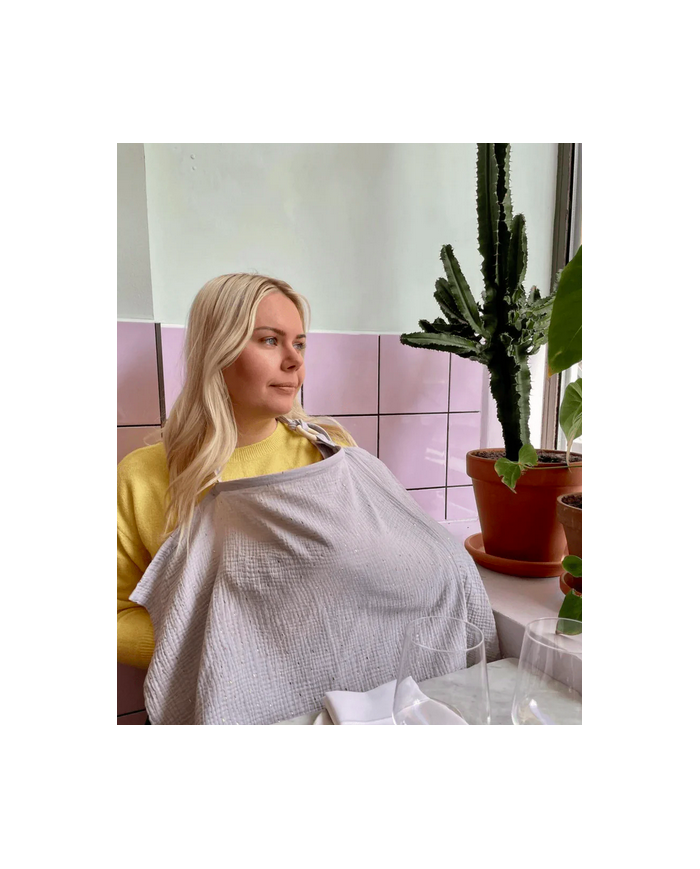 TISU - cape d'allaitement - gris clair/pois gold