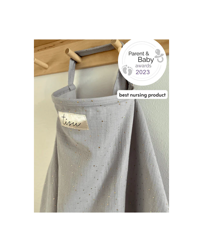 TISU - cape d'allaitement - gris clair/pois gold