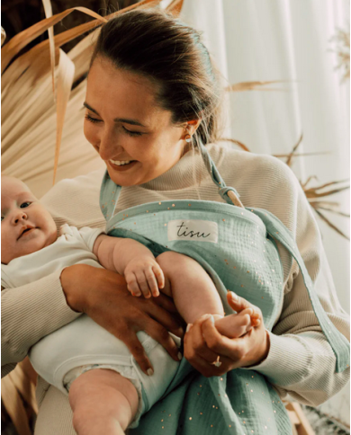 TISU - Cape d'allaitement - Menthe/pois gold