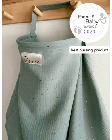 TISU - Cape d'allaitement - Menthe/pois gold