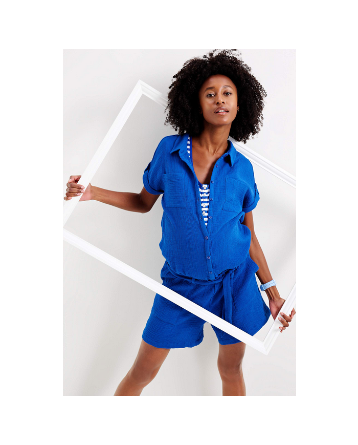 ESPRIT - Short souple gaze de coton - Bleu électrique ESPRIT - Short souple gaze de coton - Bleu électrique