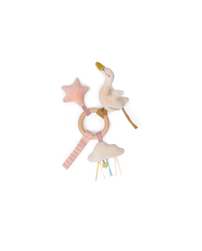 MOULIN ROTY - Hochet anneau en bois cygne - La petite école de danse MOULIN ROTY - Hochet anneau en bois cygne - La petite école de danse