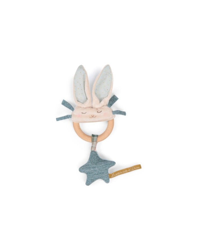 MOULIN ROTY - Hochet anneau en bois lapin bleu - La petite école de danse MOULIN ROTY - Hochet anneau en bois lapin bleu - La petite école de danse