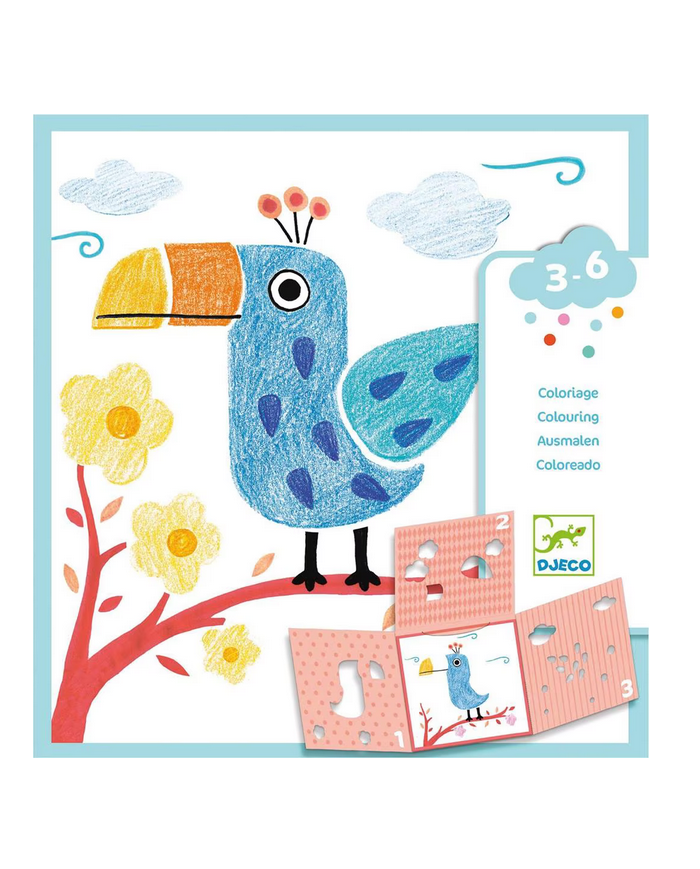 DJECO- Coloriages avec pochoirs - animaux