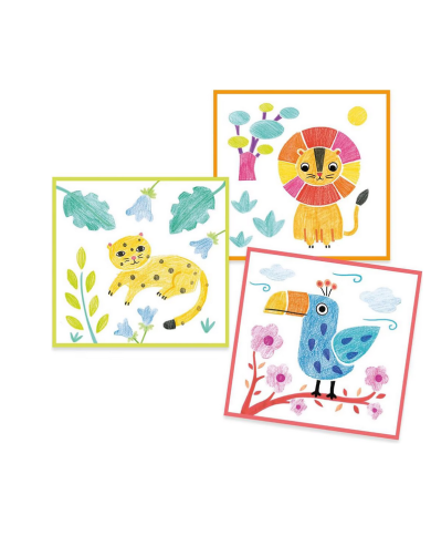 DJECO- Coloriages avec pochoirs - animaux