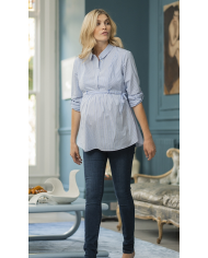 Seraphine-Larry Chemise de Grossesse et Allaitement Fines Rayures Bleues Seraphine-Larry Chemise de Grossesse et Allaitement Fines Rayures Bleues