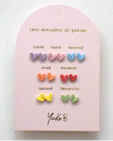 YUKO B.- Boucles d'oreilles - Une semaine de poésie - Coeurs