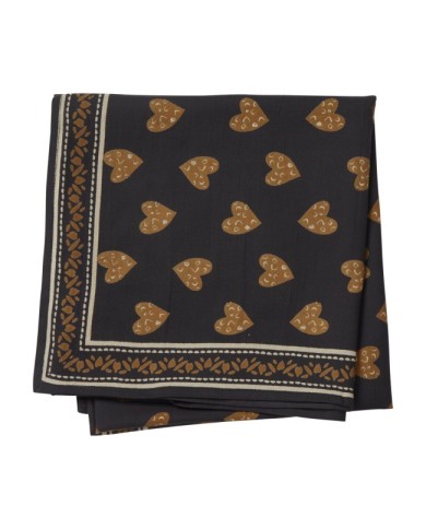 BONHEUR DU JOUR-  Foulard Indien - Coeur Sauvage Noir