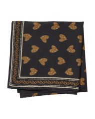 BONHEUR DU JOUR-  Foulard Indien - Coeur Sauvage Noir