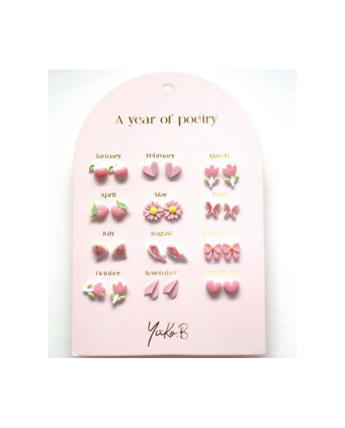 YUKO B. - Boucles d'oreilles - Un an de poésie - Rose YUKO B. - Boucles d'oreilles - Un an de poésie - Rose