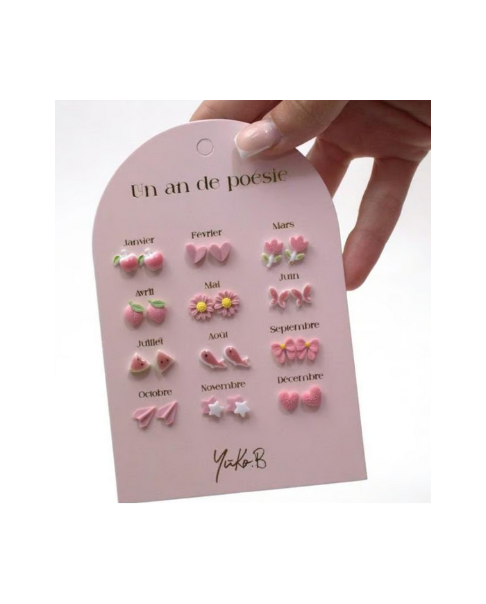 YUKO B. - Boucles d'oreilles - Un an de poésie - Rose YUKO B. - Boucles d'oreilles - Un an de poésie - Rose