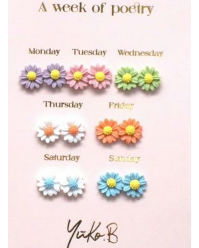 YUKO B. - Boucles d'oreilles - Une semaine de poésie - Fleurs YUKO B. - Boucles d'oreilles - Une semaine de poésie - Fleurs