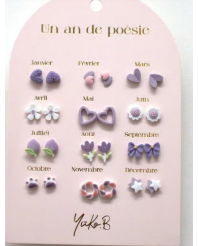 YUKO B. - Boucles d'oreilles - Un an de poésie - Parme YUKO B. - Boucles d'oreilles - Un an de poésie - Parme