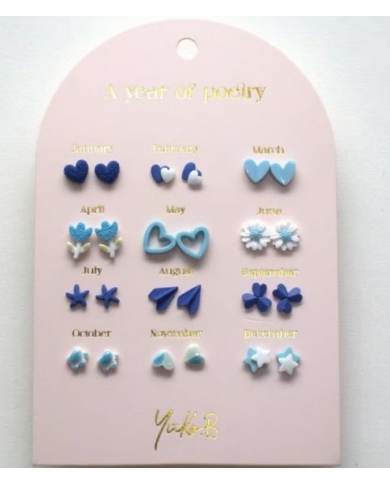 YUKO.B - Boucles d'oreilles - Un an de Poésie - Bleu
