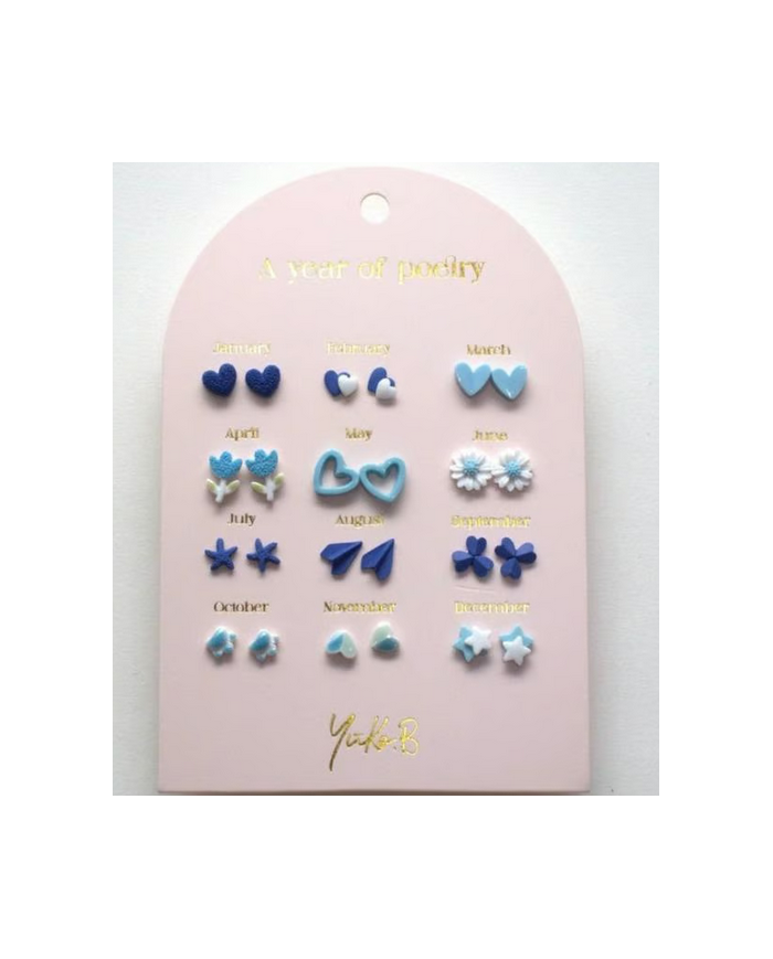 YUKO.B - Boucles d'oreilles - Un an de Poésie - Bleu YUKO.B - Boucles d'oreilles - Un an de Poésie - Bleu