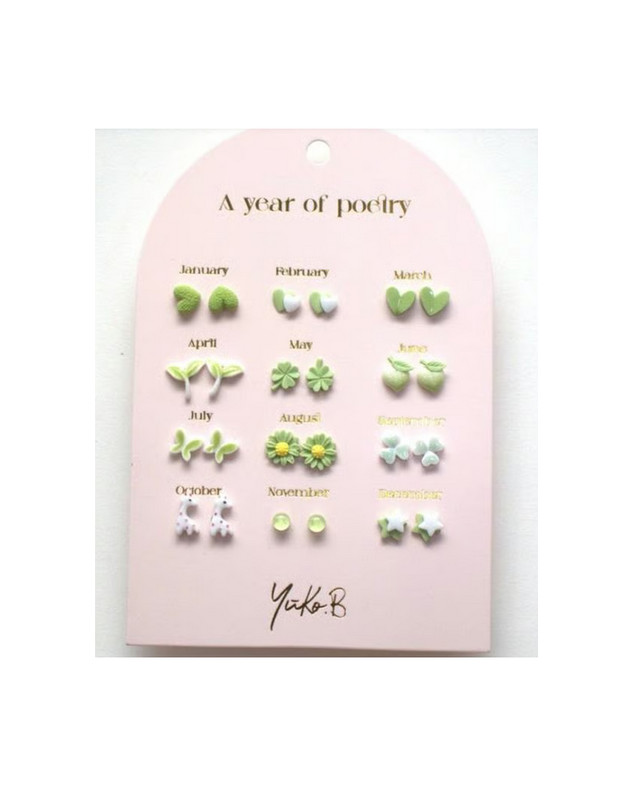 YUKO B. - Boucles d'oreilles - Un an de poésie - Vert YUKO B. - Boucles d'oreilles - Un an de poésie - Vert