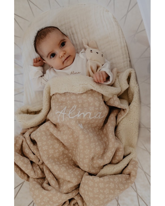 MON PETIT LEON - Couverture "petit amour" - Branchage - Beige MON PETIT LEON - Couverture "petit amour" - Branchage - Beige