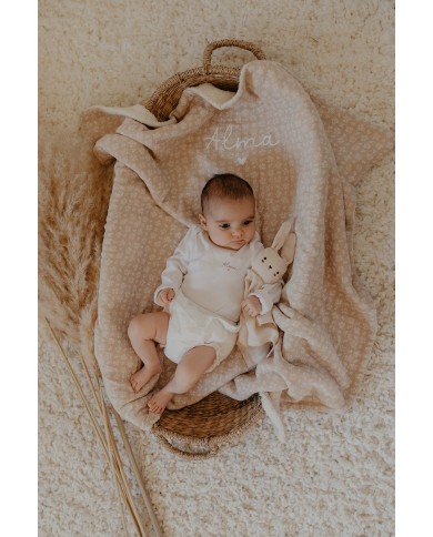 MON PETIT LEON - Couverture "petit amour" - Branchage - Beige MON PETIT LEON - Couverture "petit amour" - Branchage - Beige