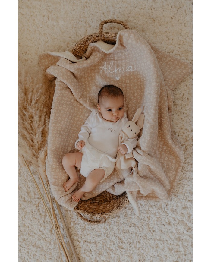 MON PETIT LEON - Couverture "petit amour" - Branchage - Beige MON PETIT LEON - Couverture "petit amour" - Branchage - Beige