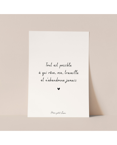 MON PETIT LEON - Carte avec citation au choix MON PETIT LEON - Carte avec citation au choix