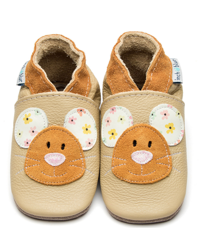 INCH BLUE - Chaussons anti-glisse - Souris crème