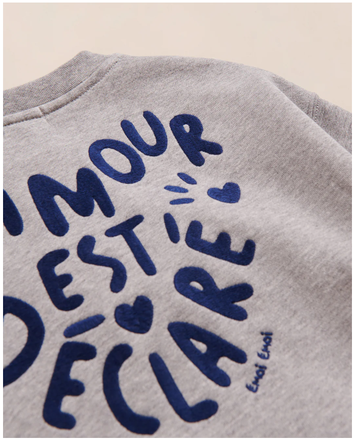 EMOI EMOI - Sweat enfant - L'amour est déclaré - Gris EMOI EMOI - Sweat enfant - L'amour est déclaré - Gris
