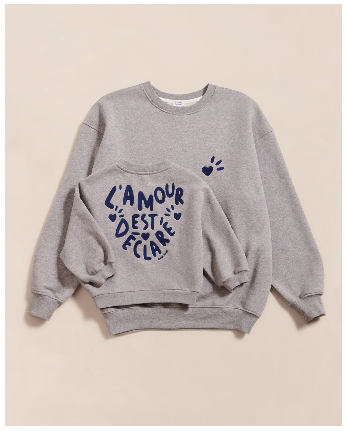 EMOI EMOI - Sweat enfant - L'amour est déclaré - Gris EMOI EMOI - Sweat enfant - L'amour est déclaré - Gris