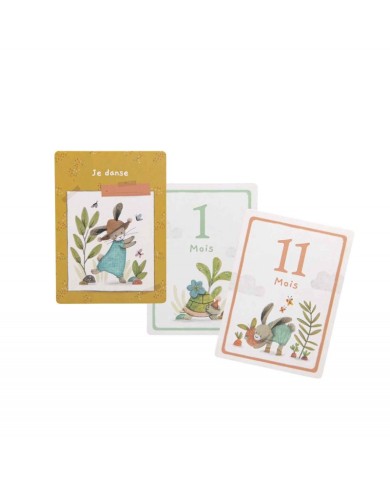 MOULIN ROTY - Cartes "Mes 12 premiers mois" - Trois petits lapins