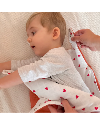 JOLI NOUS - Gigoteuse terracotta et coeurs réversible JOLI NOUS - Gigoteuse terracotta et coeurs réversible