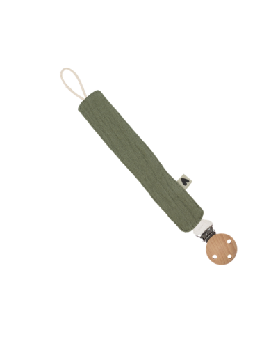 ATELIER WAGRAM - Attache tétine gaze - VERT OLIVE