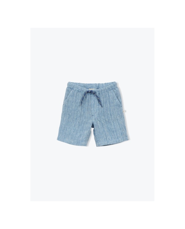 ARSENE ET LES PIPELETTES - Short bleu en lin - Fiorenzo
