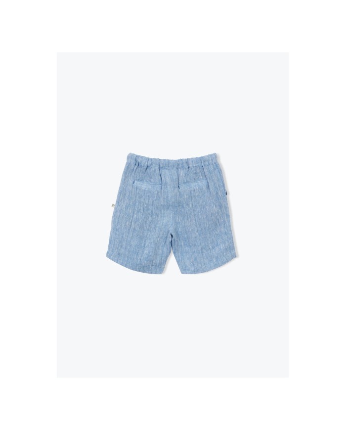 ARSENE ET LES PIPELETTES - Short bleu en lin - Fiorenzo