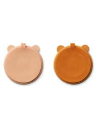 LIEWOOD - Assiettes à compartiments et ventouses - Moutard/Rose