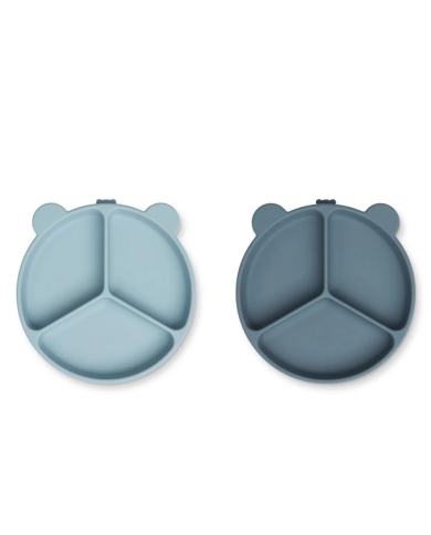 LIEWOOD - Assiettes à compartiments et ventouses - Sea Blue