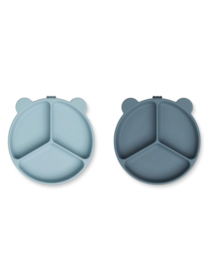 LIEWOOD - Assiettes à compartiments et ventouses - Sea Blue