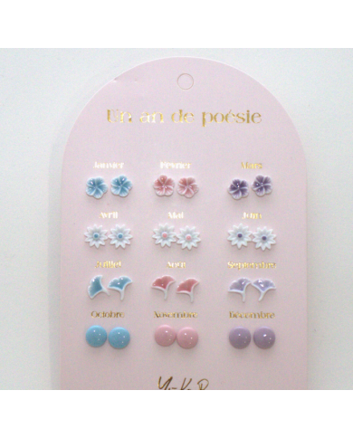 YUKO B. - Boucles d'oreilles - Un an de poésie - Pastel