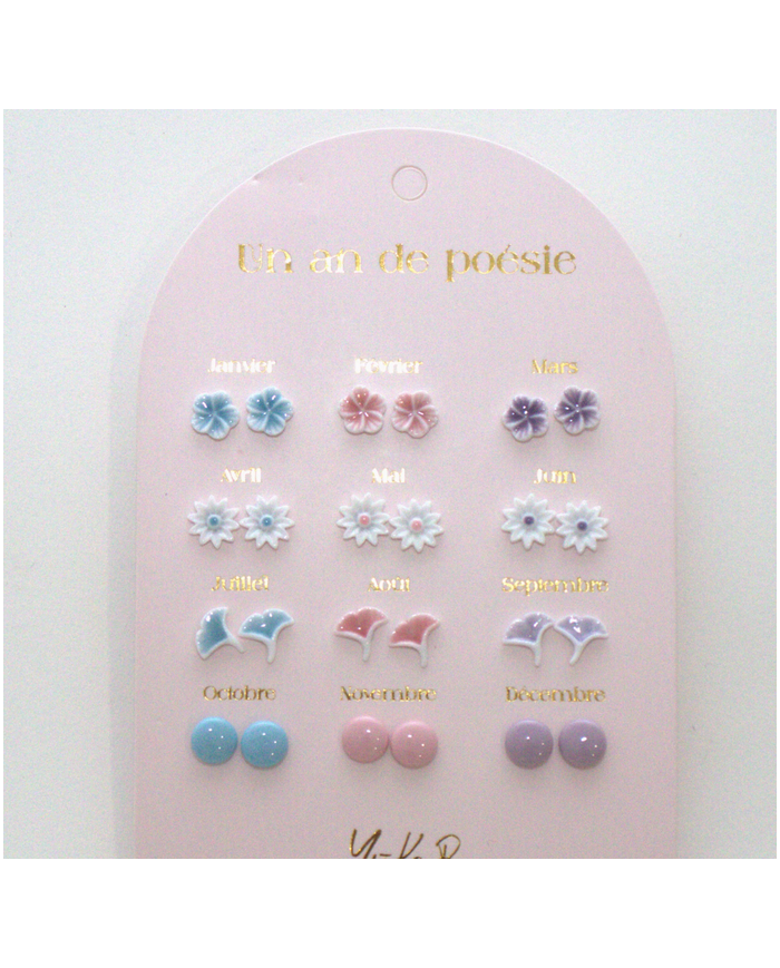 YUKO B. - Boucles d'oreilles - Un an de poésie - Pastel YUKO B. - Boucles d'oreilles - Un an de poésie - Pastel