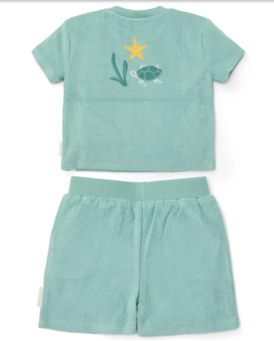 LITTLE DUTCH - Set t-shirt et short en éponge - Tortues et coquillages