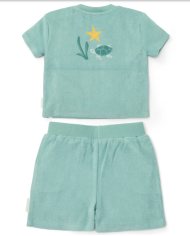 LITTLE DUTCH - Set t-shirt et short en éponge - Tortues et coquillages