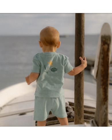 LITTLE DUTCH - Set t-shirt et short en éponge - Tortues et coquillages