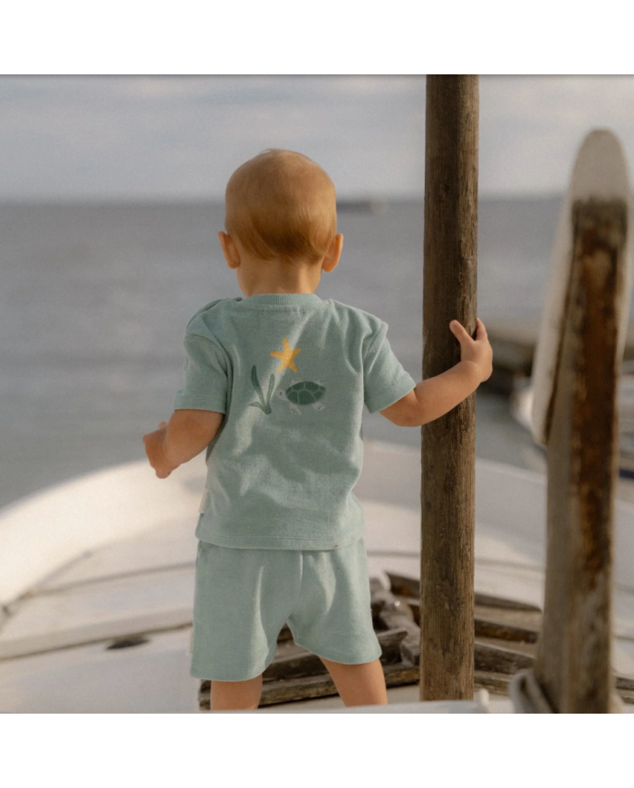 LITTLE DUTCH - Set t-shirt et short en éponge - Tortues et coquillages