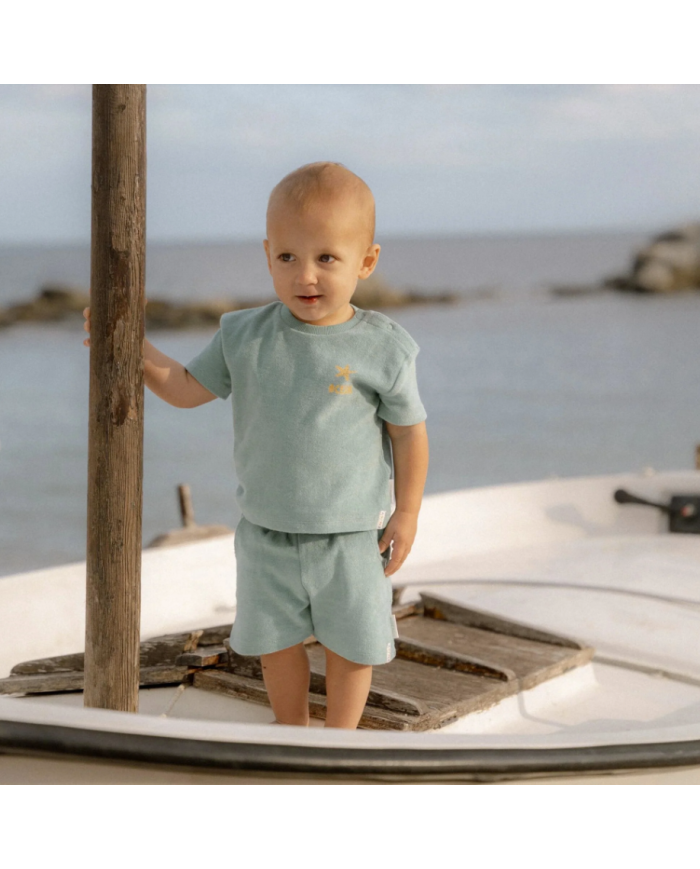 LITTLE DUTCH - Set t-shirt et short en éponge - Tortues et coquillages