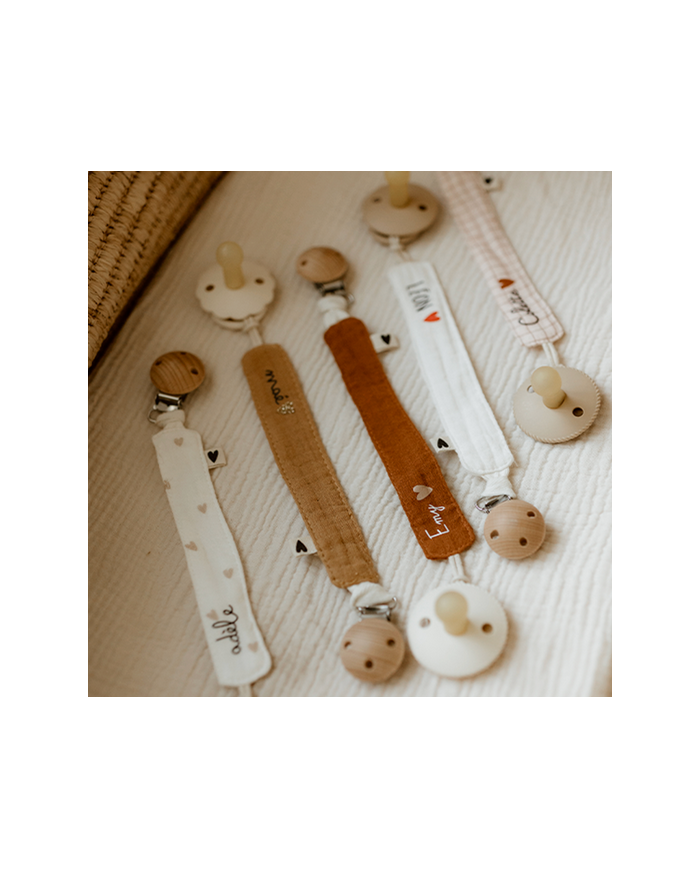 ATELIER WAGRAM - Attache tétine gaze - LEOPARD CREME