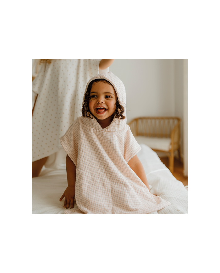 ATELIER WAGRAM - Poncho gaze - Petits carreaux