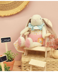 DOUDOU ET COMPAGNIE - Peluche lapin rose avec doudou - LAPIN CIBOULETTE