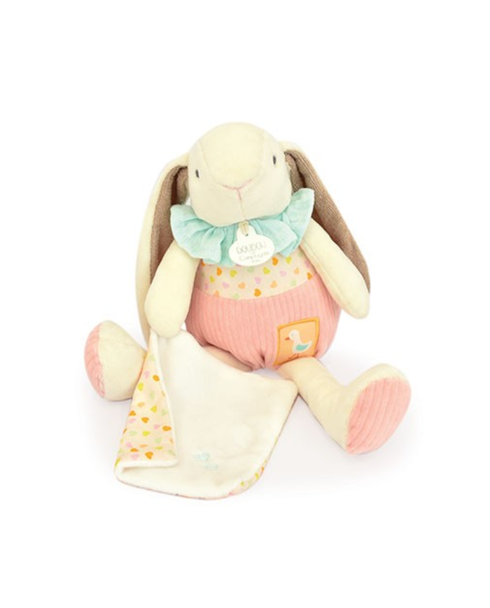 DOUDOU ET COMPAGNIE - Peluche lapin rose avec doudou - LAPIN CIBOULETTE