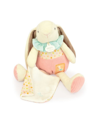 DOUDOU ET COMPAGNIE - Peluche lapin rose avec doudou - LAPIN CIBOULETTE
