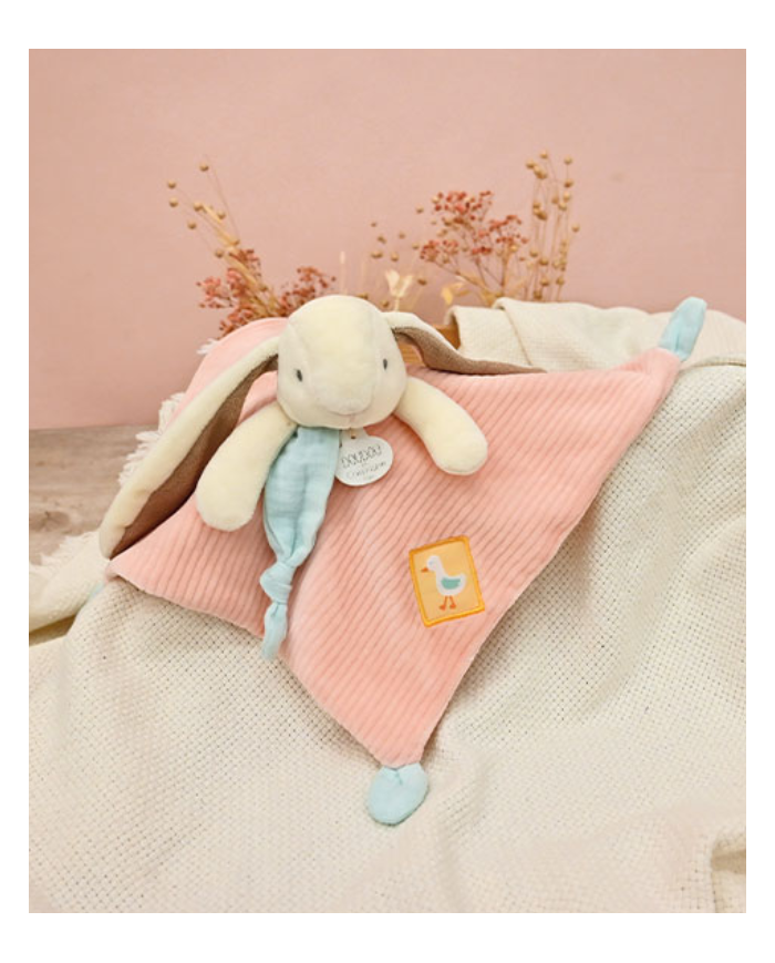 DOUDOU ET COMPAGNIE - Doudou plat rose - LAPIN CIBOULETTE